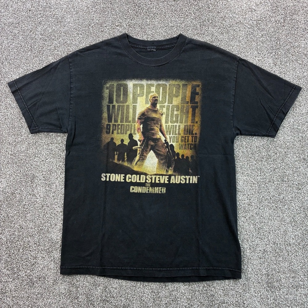 Vintage Y2K The Condemned Movie Shirt Mens Large Black Stone Cold Steve Austin
